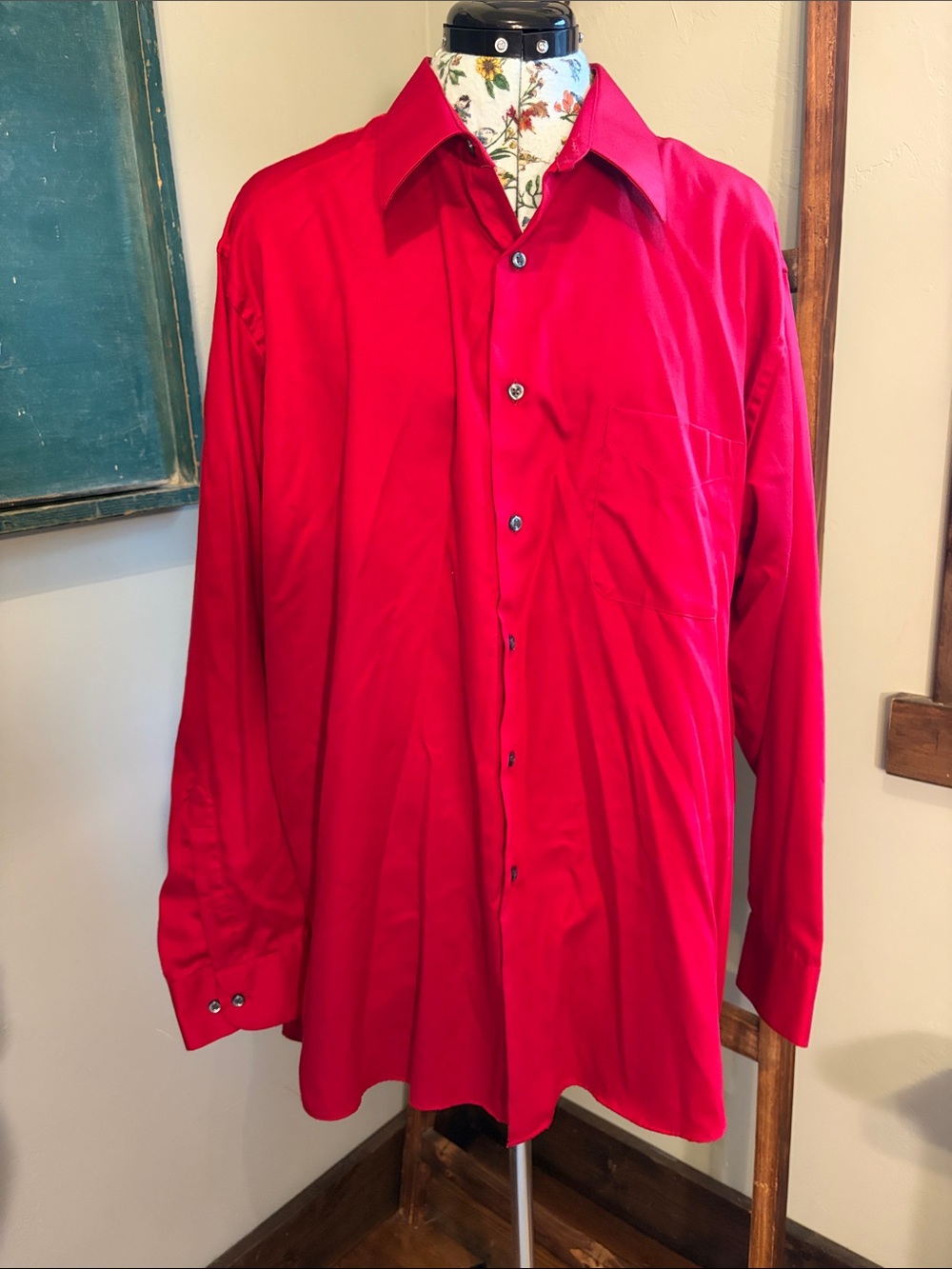 Geoffrey Beene Bright Red Long-Sleeve Dress Shirt